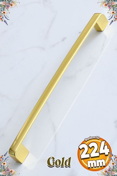 Badem10 Gölcük Mobilier oval din aur Sertar de bucătărie Ușă dulap dulap 224 mm Mâner metalic auriu Mâner