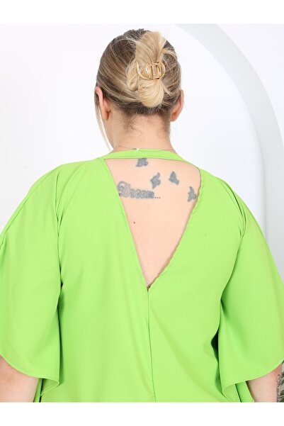 ViolettaXL Plus Size Jessica Woven Dress with Bat Sleeve and Slit Detail