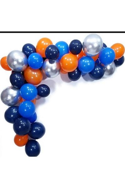 asöy Space Concept Balloon Set Chrome Silver Pastel Orange Navy Blue Balloon