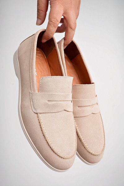 Deripabuc Men's Leather Casual Shoes - Genuine Leather and Sand Suede, Mrd25-0530-l