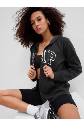 GAP Kad n Koyu Gri Gap Logo Fleece Fermuarl Sweatshirt Fiyat Yorumlar Trendyol