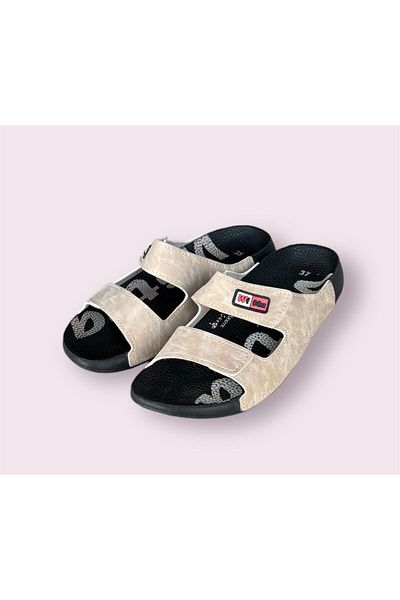 Witta Γυναικείες παντόφλες με διπλό λουράκι Velcro Pool Sole σε κόκκινο μπεζ