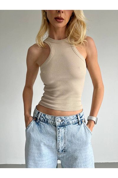 Borceelle Oval Cut Crop Tank Top - Camisole