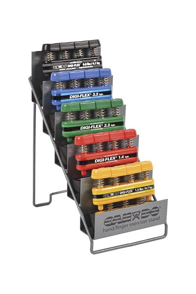 Libor CanDo Digi-Flex hand exerciser - 5-piece set (yellow, red, green, blue, black) with metal shelf:10-074