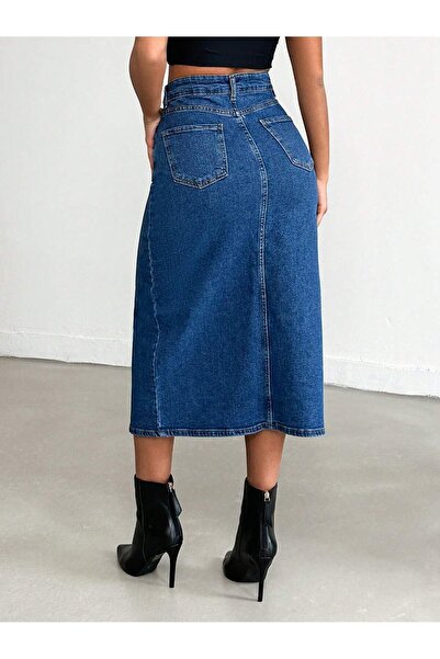 SU SHE Жіноча джинсова спідниця з лайкри з розрізами