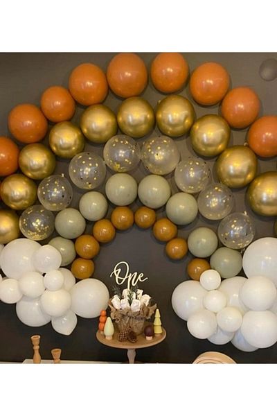asöy Chrome Gold Balloon Tape Burnt Orange Balloon Sequin Balloon Set