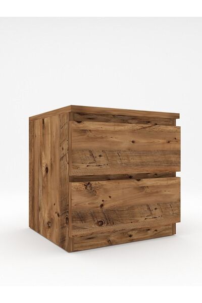 Mbes Mobilya Umut Atlantik Cam 45 Cm Komodin 2 Çekmeceli