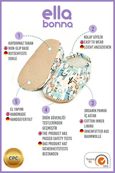 Ella Bonna Non-Slip Sole Lama Baby Booties, Home Boots Slippers Nursery Shoes Slippers