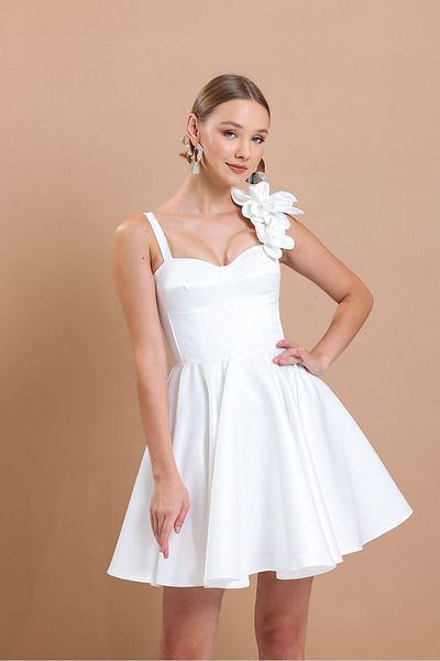 Tangül&Ali'S Moda Evi Strappy White Mini Dress