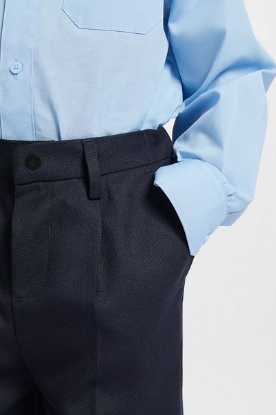BayBayan Navy Blue Lycra Men's School Pants - Straight Unprinted