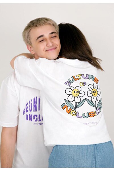 Dogo Best Buddies and Dogo Unisex White T-Shirt - Reunited for Inclusion Design