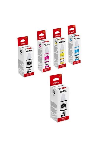 Canon GI-490 Pixma G2415 4 Renk Orjinal Mürekkep Seti  1 Siyah