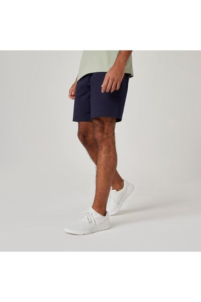 Decathlon Erkek Mavi Siyah Regular Spor Şortu 500 - Fitness Hafif Antrenman