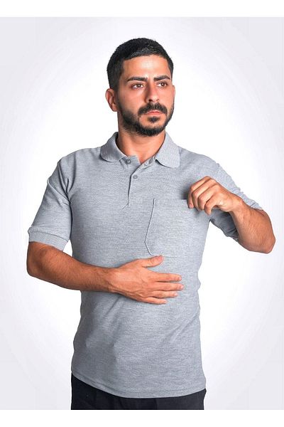 SuFd E Ticaret Large Size Polo Collar Cotton T-shirt - Single Pocket