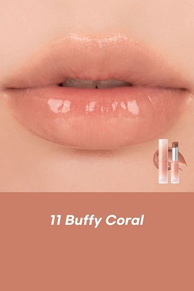 Romand Vegan Glasting Melting Dusty On The Nude Moisturizing Lip Balm with Glass Appearance - Buffy Coral