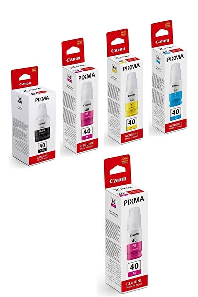Canon Gı40 Pıxma Siyah Ve Renkli Kartuş Dolum Mürekkep Takımı +1 Kırmızı Müre...