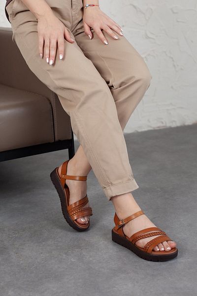 Adım Adım Extra Comfortable Women's Sandals - Genuine Leather Flat Design