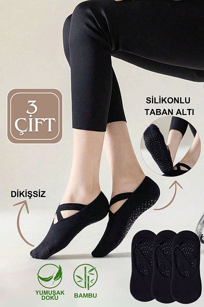 KRAL SOCKS Șosetă Pilates din bambus - Yoga, ABS, șosetă sport Dancing Ballet Fitness cu talpă anti-alunecare
