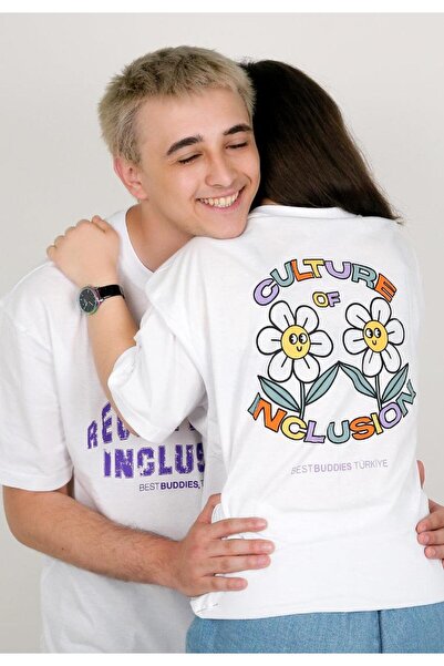 Dogo Best Buddies and Dogo Unisex White T-Shirt - Reunited for Inclusion Design