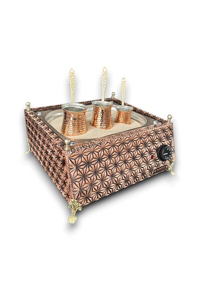 Ardıç Endüstriyel Kumda Turkish Coffee Machine - 3 Copper Coffee Pots - 34*35*16