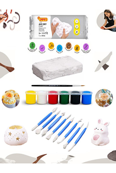 arttone Seramik Hamuru Beyaz 500 gr 10 Parça Kil Heykel Araçları Plastik Seramik Aracı Set