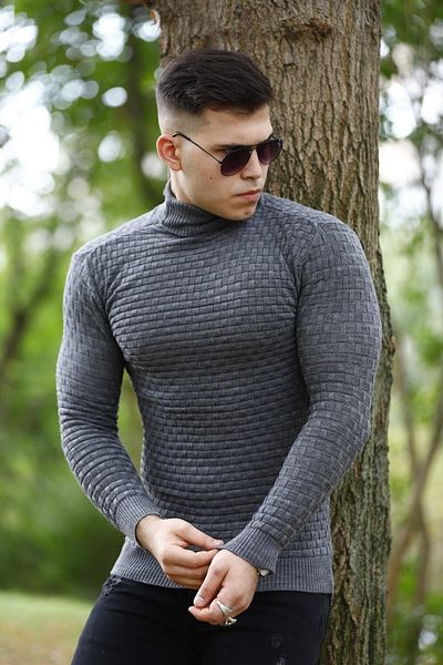 WOWA COMPANY Men's Turtleneck Knitwear Sweater