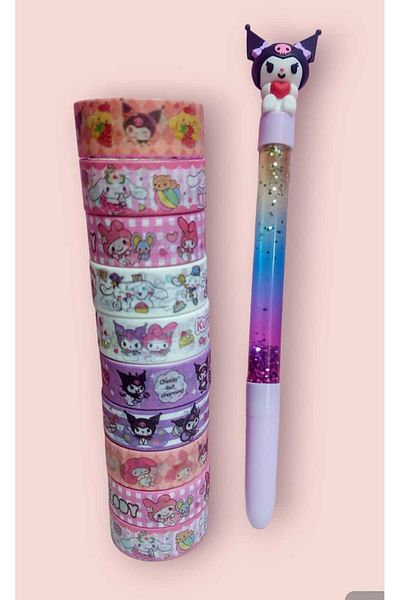 izmir yazici servis Set of 10 Kuromi Patterned, Glitter and Fancy Pencil Tapes