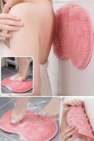 Morza Silicone Bath Brush with Suction Cup Foot Massage Pad Back Scrub Body Wash Washcloth