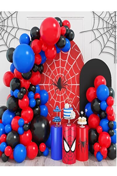 party mix Spiderman Balon Zincir Set 65'li Örümcek Adam Spiderman Doğum Günü