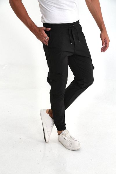 comstar Ανδρικό παντελόνι Cargo Pocket Waist Elastic A.Μαύρο Jogger