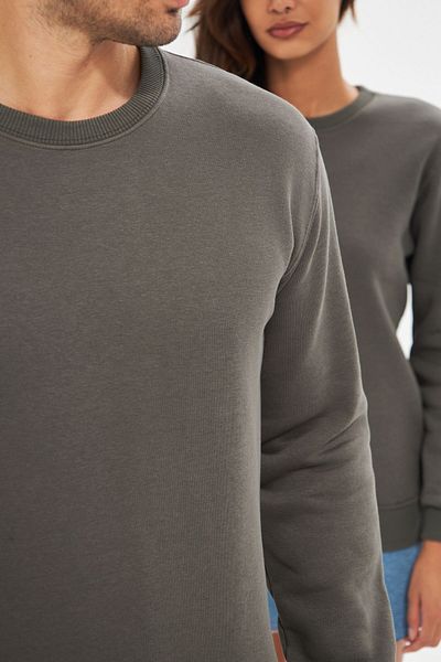 comstar Unisex Basic Crew Neck Χοντρό χειμερινό χακί φούτερ