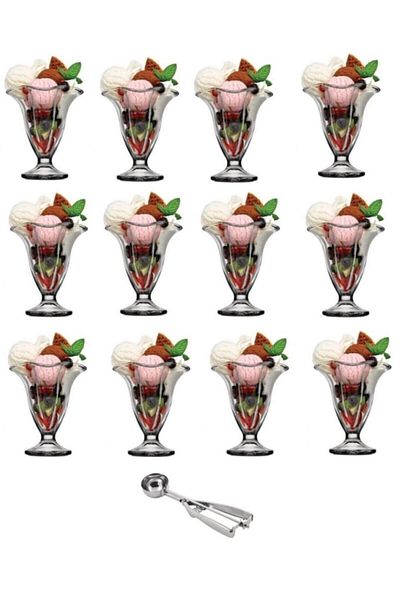 Paşabahçe Canada 13 Piece Ice Cream Serving Set and Ice Cream Spoon
