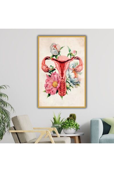 GAAGART Metal Çerçeveli Cam Kadın Doğum Poliklinik Tablosu Soft Uterus