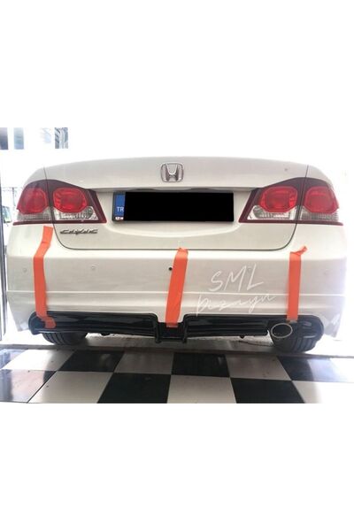 SML Dizayn Honda Civic Fd6 Mugen Rr Sağdan Çıkış Arka Ek-difüzör (plastik) Bo...