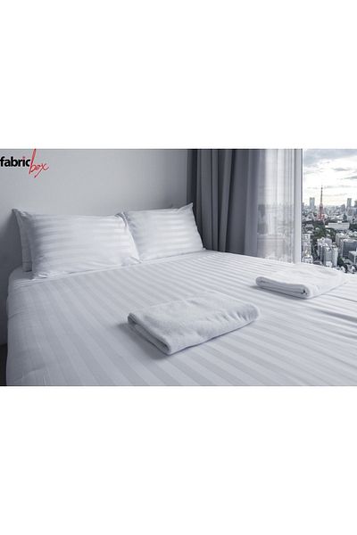 Fabric Box Vanir Hotel Bed Sheet 83 Thread 1 Cm Striped Satin