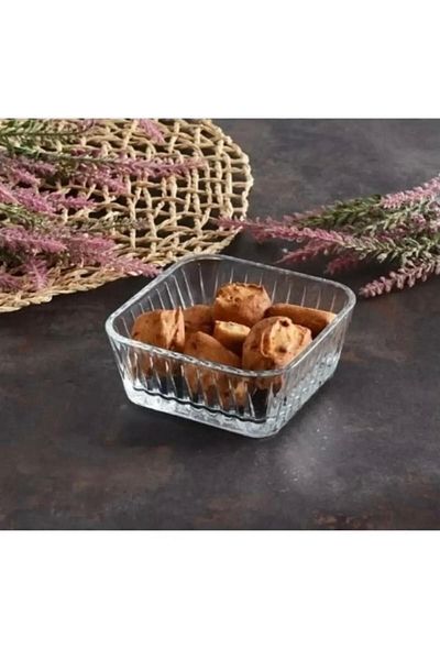 doğanhome Freezya Pasabahce - Set of 4 Square Bowl Snack Bowl and Sauce Bowl