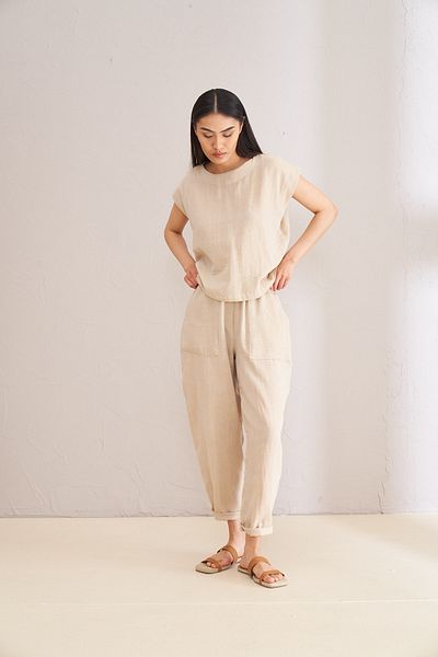 Kuaybe Gider Pantaloni model Mare 4123 de culoare bej