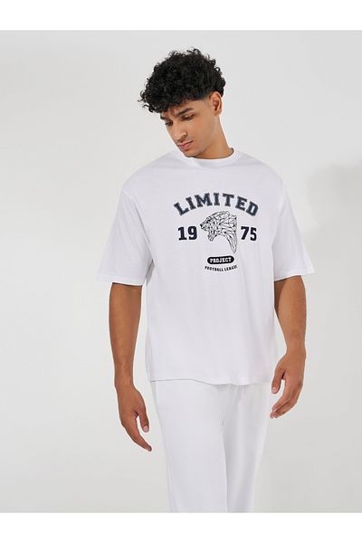 Styli Premium Varsity Print Heavy Jersey Oversized T-Shirt & Joggers Co-Ords