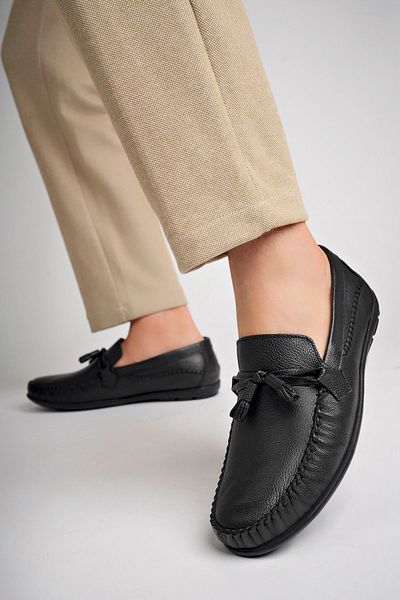 Deripabuc Genuine Leather Black Men's Leather Casual Shoes Mrd25-0489