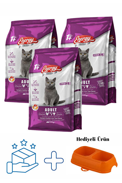 Pet Food Energy Gurme Yetişkin Kedi Maması 500 G - 3 Adet