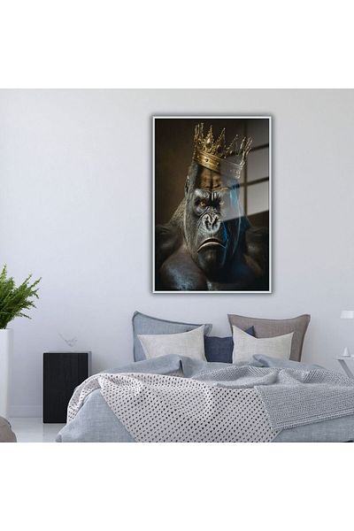 GAAGART Masă din sticlă temperată cu cadru metalic King Kong King Gorilla