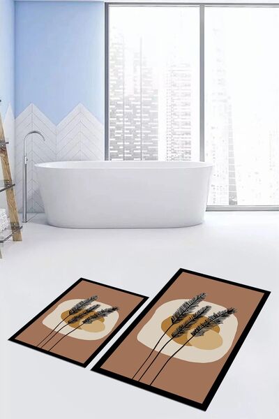 EY HOME με τύπωμα Πλενόμενο αντιολισθητικό πολύχρωμο λουλουδάτο σετ μπάνιου μ...