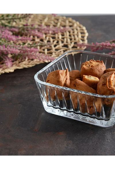 doğanhome Freezya Pasabahce - Set of 4 Square Bowl Snack Bowl and Sauce Bowl
