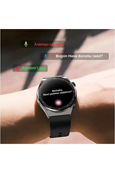 Teknowear GT3 Max Elegant Smart Watch GT3 Max Elegant Erkek Akıllı Saat Deri-Metal-Silikon 3 Kordonlu