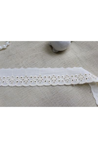 SHERLOCK HOME Cream Colored Cotton Tape - 3.5 Cm 8.5 Mt