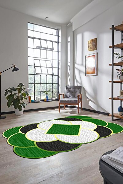 EY HOME Digital Printed Non-Slip Base Washable Hubbed Laser Cut Kitchen Living Room Carpet
