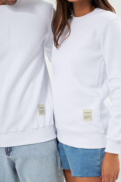 comstar Unisex Basic Crew Neck Χοντρό Χειμερινό Λευκό Φούτερ