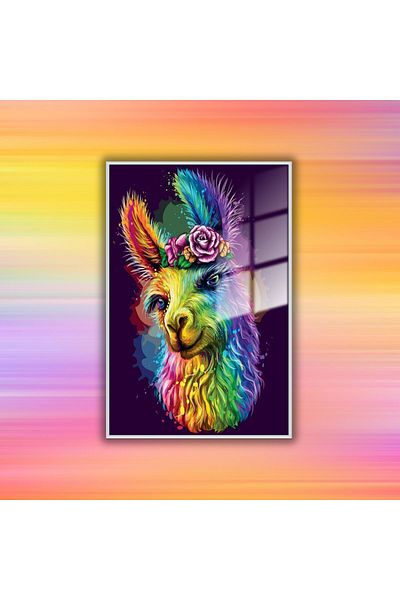 GAAGART Masă din sticlă temperată cu cadru metalic Neon Color Flower și Lama