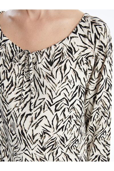 LC Waikiki Vzorovaný límec – zavazovací dámská halenka LCW