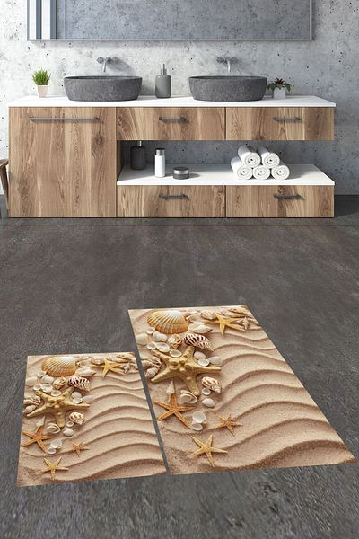 EY HOME Set de scaune de toaletă cu covor dublu modern, lavabil, imprimat 3D, WC-48-COLOR,